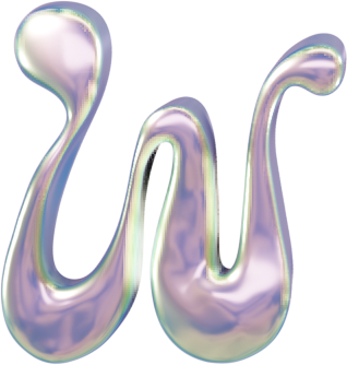 3D Liquid Chrome Modular Letter W